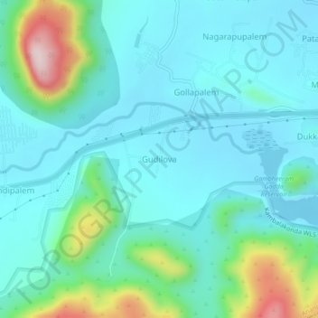 Mappa topografica Gudilova, altitudine, rilievo