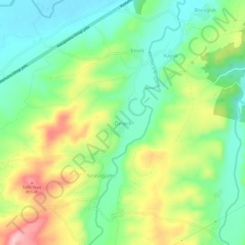 Mappa topografica Ömerli, altitudine, rilievo