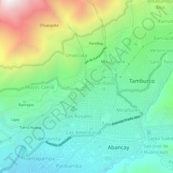 Mappa topografica Puca Puca, altitudine, rilievo