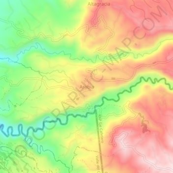 Mappa topografica Arabia, altitudine, rilievo