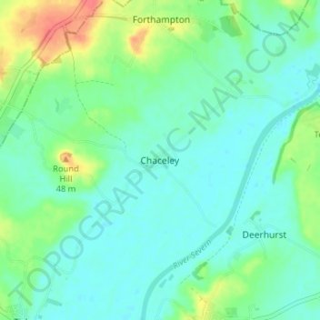 Mappa topografica Chaceley, altitudine, rilievo
