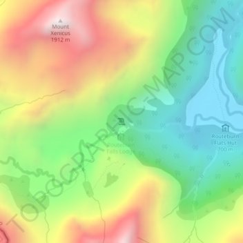 Mappa topografica Routeburn Falls, altitudine, rilievo