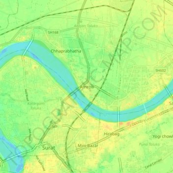 Mappa topografica Amroli, altitudine, rilievo