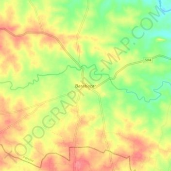 Mappa topografica Barabazar, altitudine, rilievo