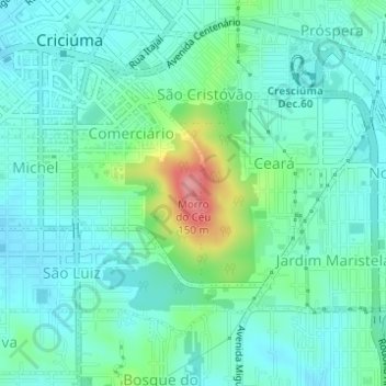 Mappa topografica Morro do Céu, altitudine, rilievo