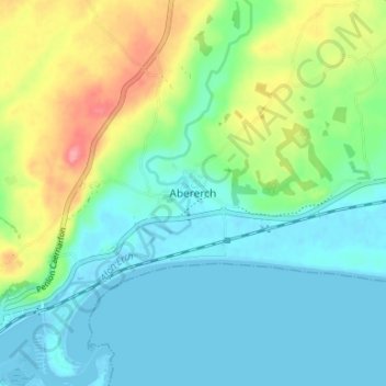 Mappa topografica Abererch, altitudine, rilievo