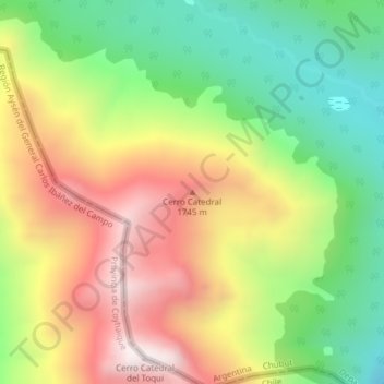 Mappa topografica Cerro Catedral, altitudine, rilievo