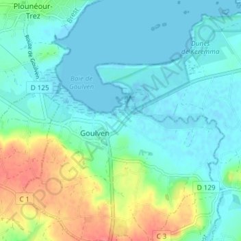 Mappa topografica Lez Armor, altitudine, rilievo