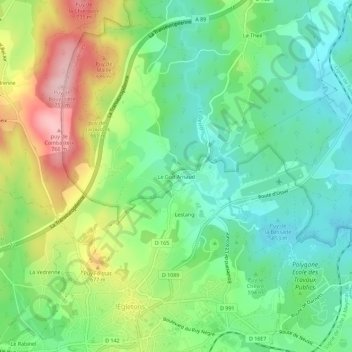 Mappa topografica Le God Arnaud, altitudine, rilievo