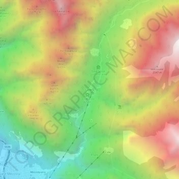 Mappa topografica Codera, altitudine, rilievo