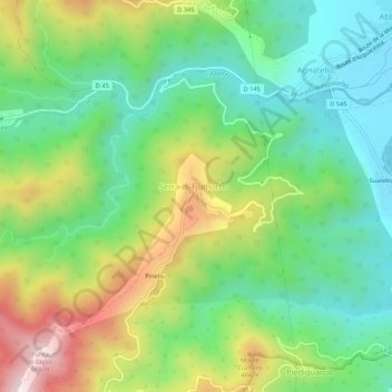 Mappa topografica Ornaso, altitudine, rilievo