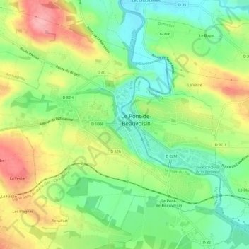Mappa topografica Pont-de-Beauvoisin, altitudine, rilievo