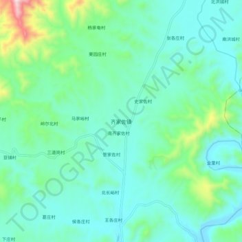 Mappa topografica 齐家佐乡, altitudine, rilievo