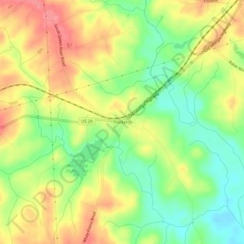 Mappa topografica Thicketty, altitudine, rilievo