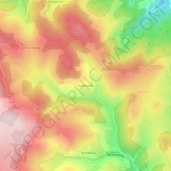 Mappa topografica Le Bancillon, altitudine, rilievo