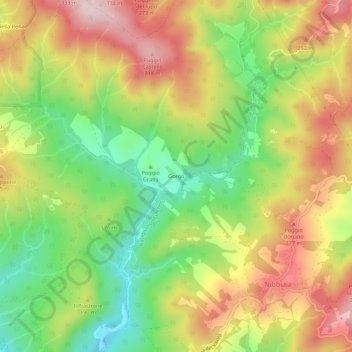 Mappa topografica Gorgo, altitudine, rilievo