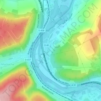 Mappa topografica Seignon, altitudine, rilievo