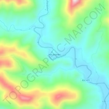 Mappa topografica Alto Sinimbu, altitudine, rilievo