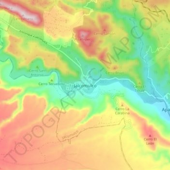 Mappa topografica Jalcomulco, altitudine, rilievo