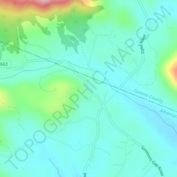 Mappa topografica Nortonsville, altitudine, rilievo