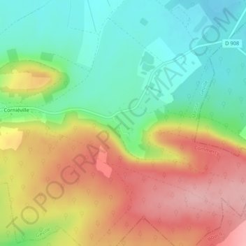 Mappa topografica Rangéval, altitudine, rilievo