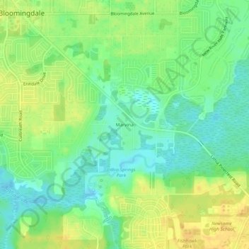 Mappa topografica Marvina, altitudine, rilievo