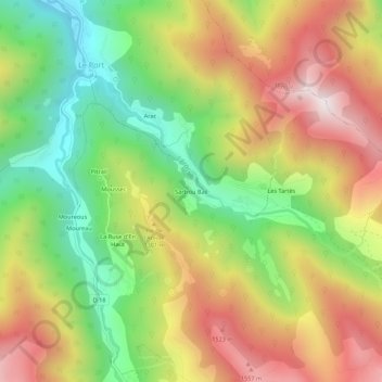 Mappa topografica Sartrou Bas, altitudine, rilievo