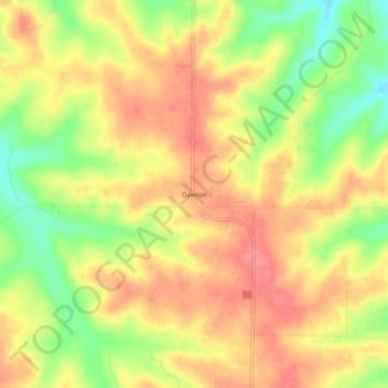Mappa topografica Dawson, altitudine, rilievo