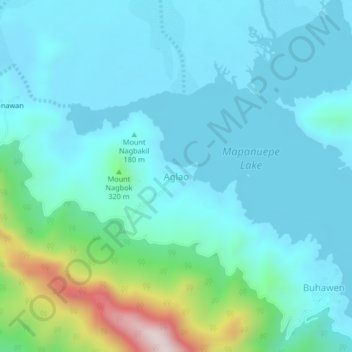 Mappa topografica Aglao, altitudine, rilievo
