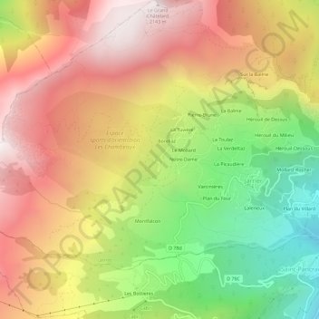 Mappa topografica Léard, altitudine, rilievo