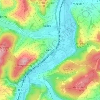 Mappa topografica Friedlos, altitudine, rilievo