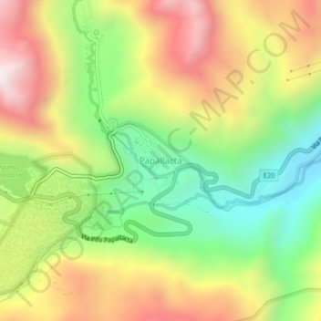 Mappa topografica Papallacta, altitudine, rilievo