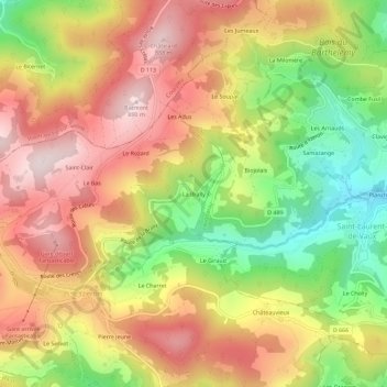 Mappa topografica La Brally, altitudine, rilievo