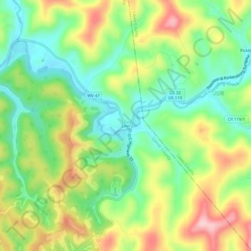 Mappa topografica Linn, altitudine, rilievo