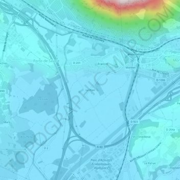 Mappa topografica Le Plan, altitudine, rilievo