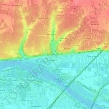 Mappa topografica Le Bourg, altitudine, rilievo