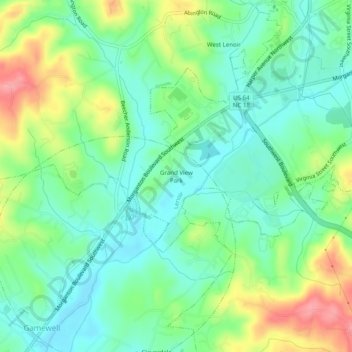 Mappa topografica Grand View Park, altitudine, rilievo
