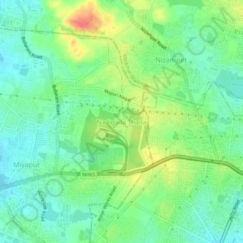 Mappa topografica Nadigada Thada, altitudine, rilievo