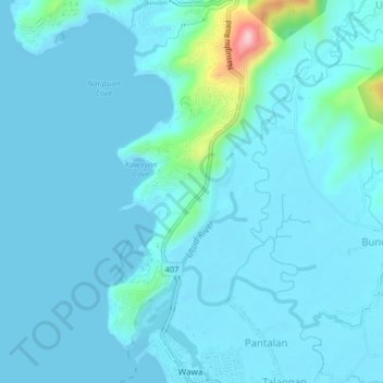 Mappa topografica Natipuan, altitudine, rilievo