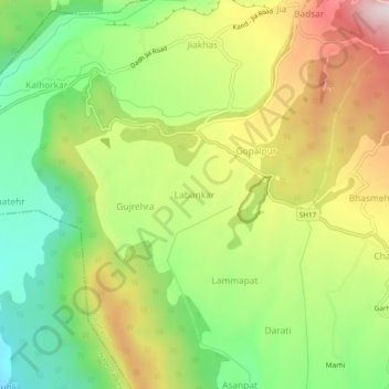 Mappa topografica Labankar, altitudine, rilievo