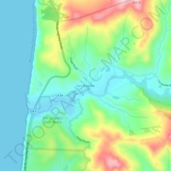 Mappa topografica San Gregorio, altitudine, rilievo