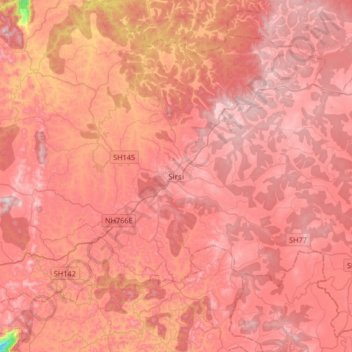 Mappa topografica Sirsi, altitudine, rilievo