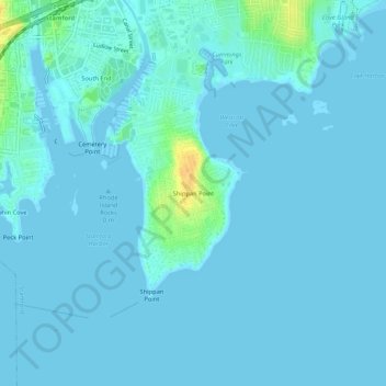 Mappa topografica Shippan Point, altitudine, rilievo