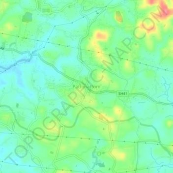 Mappa topografica Pattimattom, altitudine, rilievo