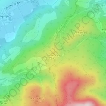 Mappa topografica Hohentanne, altitudine, rilievo