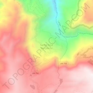 Mappa topografica Santa Cruz de Lanchi, altitudine, rilievo