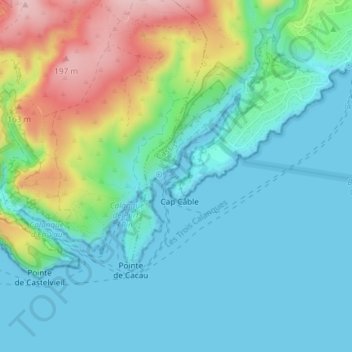 Mappa topografica Calanque de Port-Miou, altitudine, rilievo