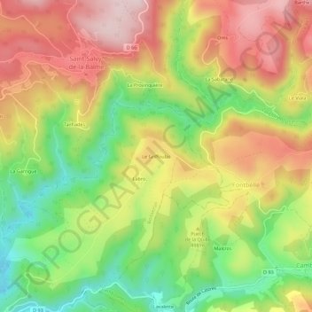 Mappa topografica Le Griffoulas, altitudine, rilievo