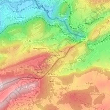 Mappa topografica Le Chauffaud, altitudine, rilievo