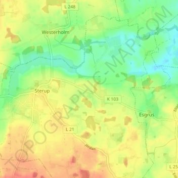 Mappa topografica Boltoft, altitudine, rilievo